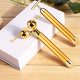 Face Massager Roller, Beauty Bar Golden, 3D Roller Electric Sonic Energy Beauty Bar and “T” Shape Face Massager Kit. Anti-Aging/Wrinkles, Instant Face Lift, Skin Tightening (3D Roller)