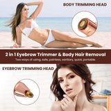 Painless Hair Remover & Eyebrow Trimmer for Women, HOCOSY 2 in 1 Lip Hair Removal Eyebrow Epilator Rechargeable Portable Facial Hair Remover for Women Face Bikini Peach Fuzz Upper Mustache Lip Chin