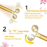 Face Massager Roller, Beauty Bar Golden, 3D Roller Electric Sonic Energy Beauty Bar and “T” Shape Face Massager Kit. Anti-Aging/Wrinkles, Instant Face Lift, Skin Tightening (3D Roller)
